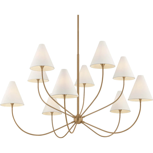 Evermore Chandelier by Troy in patina brass. Made from unique in a transitional style.