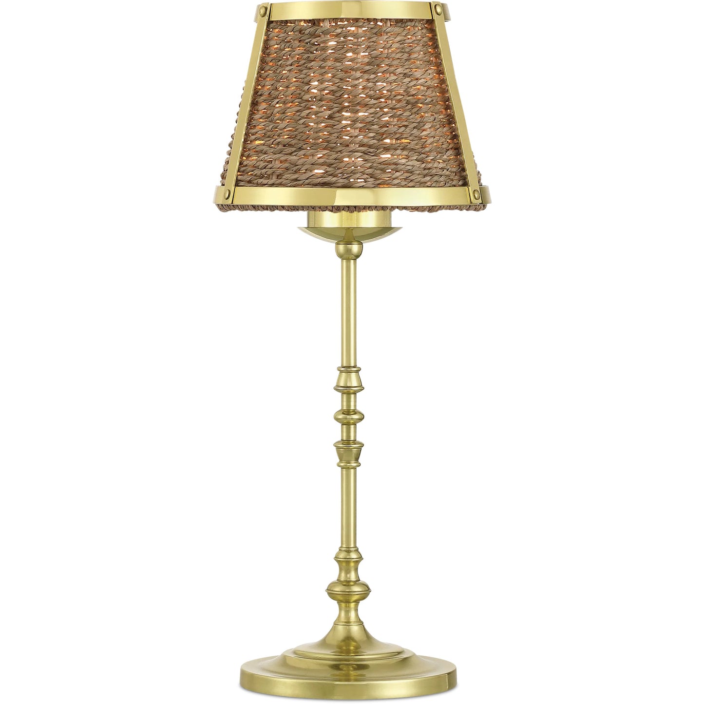 001 SI-2524284 | Primary Silo | Deauville Cordless Table Lamp by Currey and Company in natural, polished brass. Made from seagrass, metal in a rustic style.