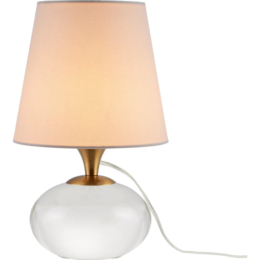 Diantha Table Lamp by Currey and Company in clear, antique brass. Made from optic crystal, metal in a unique style.
