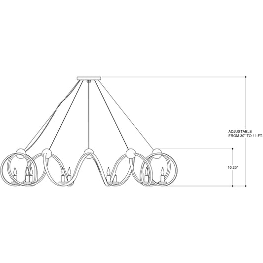 Ringmaster Chandelier by Currey and Company. Made from wrought iron in a modern style.