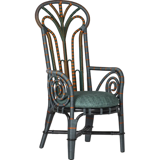 Benin Throne Armchair by Currey and Company. Made from rattan, performance rope in a rustic style.