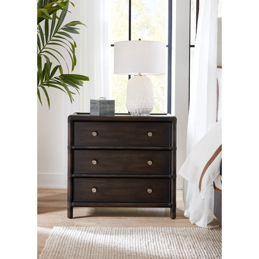 Retreat Pole Rattan Nightstand by Hooker Furniture. Made from oak, maple veneers with rope in a cottage & farmhouse style.