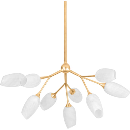 Aldean 9-Light Chandelier by Troy in vintage gold leaf. Made from iron, steel in a modern style.