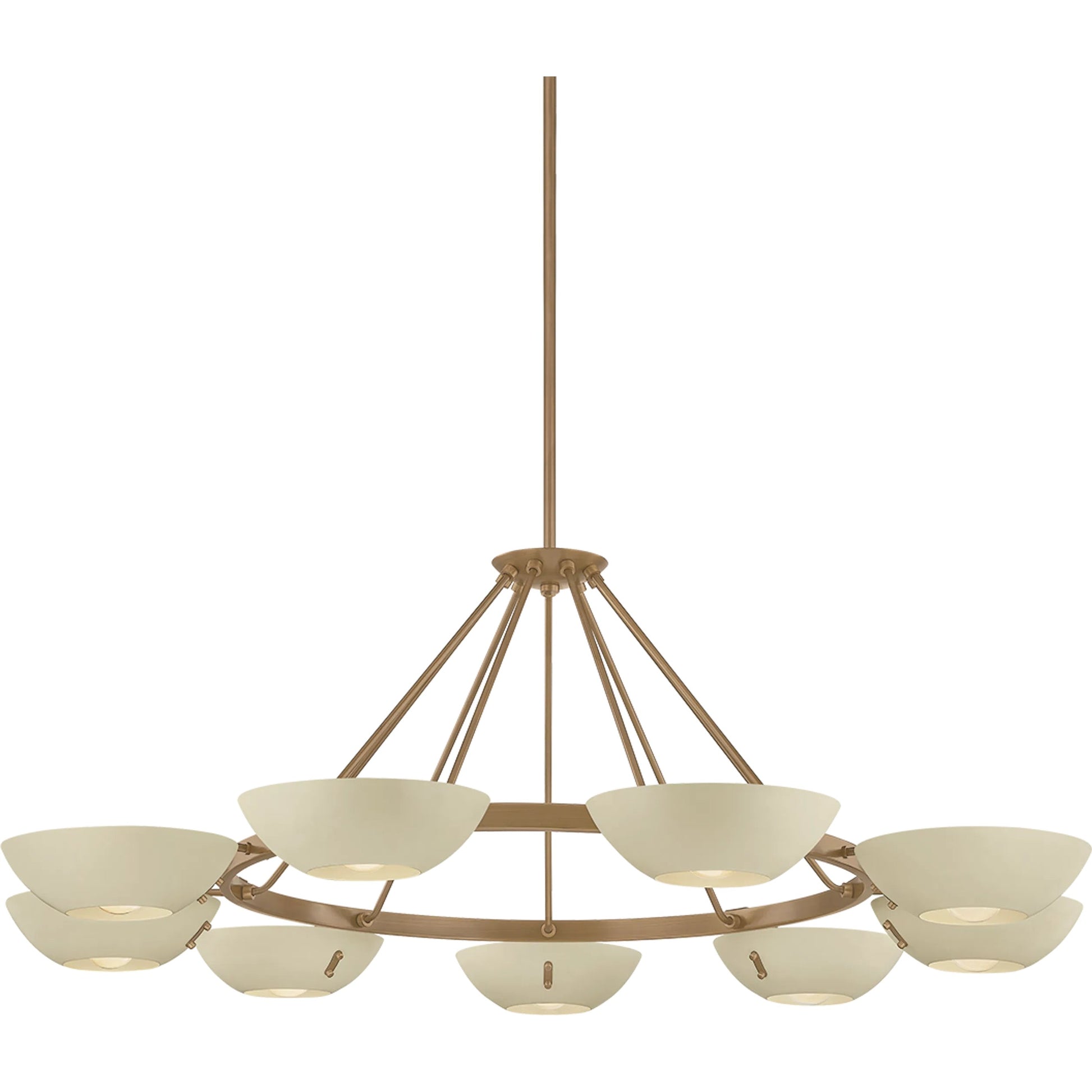 Alturas Chandelier by Troy in patina brass, soft sand. Made from steel in a unique style.