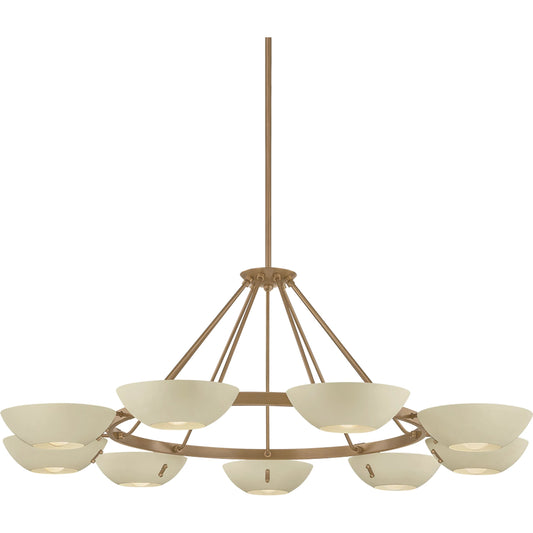 Alturas Chandelier by Troy in patina brass, soft sand. Made from steel in a unique style.