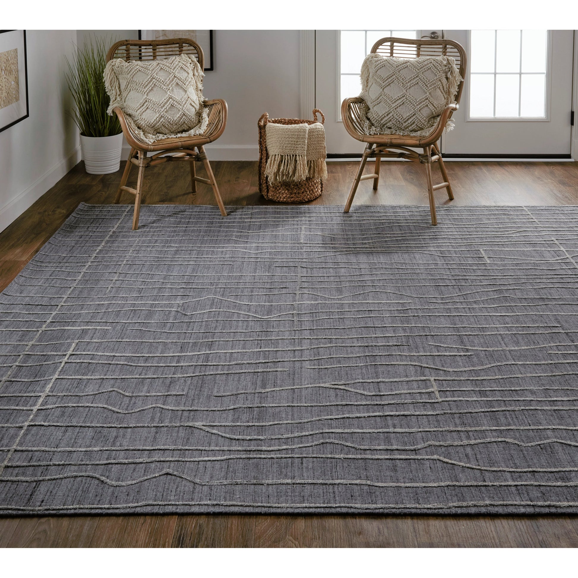Haverhill Transitional Solid Rug - T07T8000 by Thom Felicia by Feizy Rugs in gray, silver. Made from viscose, wool in a unique style.