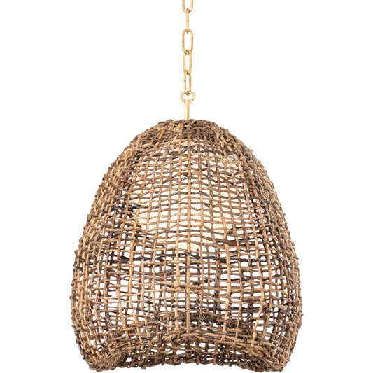 Maester Pendant by Troy in vintage gold leaf. Made from steel in a unique style.