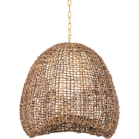 Maester Pendant by Troy in vintage gold leaf. Made from steel in a unique style.