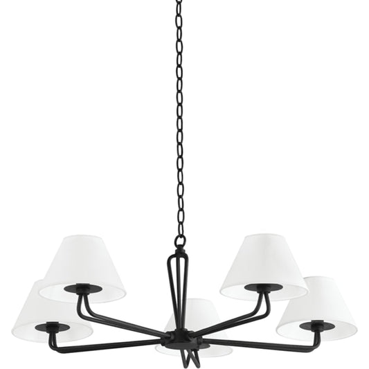 Ozias Chandelier by Troy. Made from aluminum, stainless steel in a traditional style.