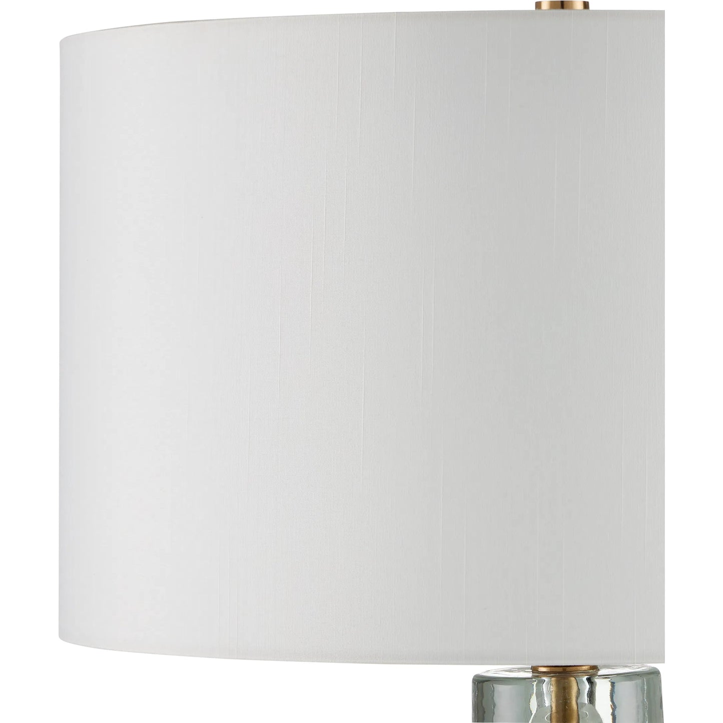 002 SI-2257357 | Closeup | Mystras Table Lamp by Currey and Company in clear, antique brass. Made from cast glass, iron in a modern style.