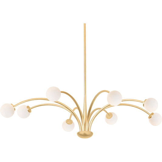 Orinda 8-Light Chandelier by Troy in vintage gold leaf. Made from iron in a unique style.