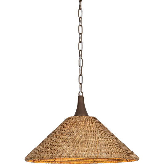 Kenzo Pendant by Troy in bronze leaf. Made from iron in a unique style.
