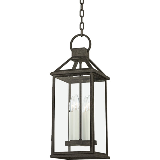 Sanders Exterior Lantern by Troy in french iron. Made from aluminum in a transitional style.