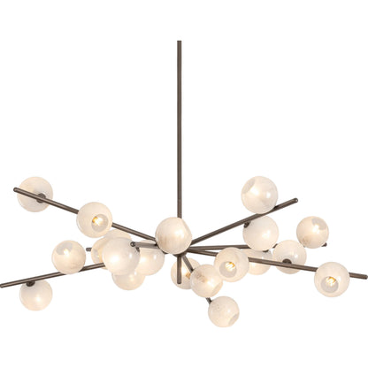 Sonny Chandelier by Troy in bronze leaf. Made from glass, opal glossy glass in a unique style.