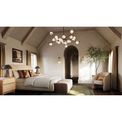 Sonny Chandelier by Troy in bronze leaf. Made from glass, opal glossy glass in a unique style.