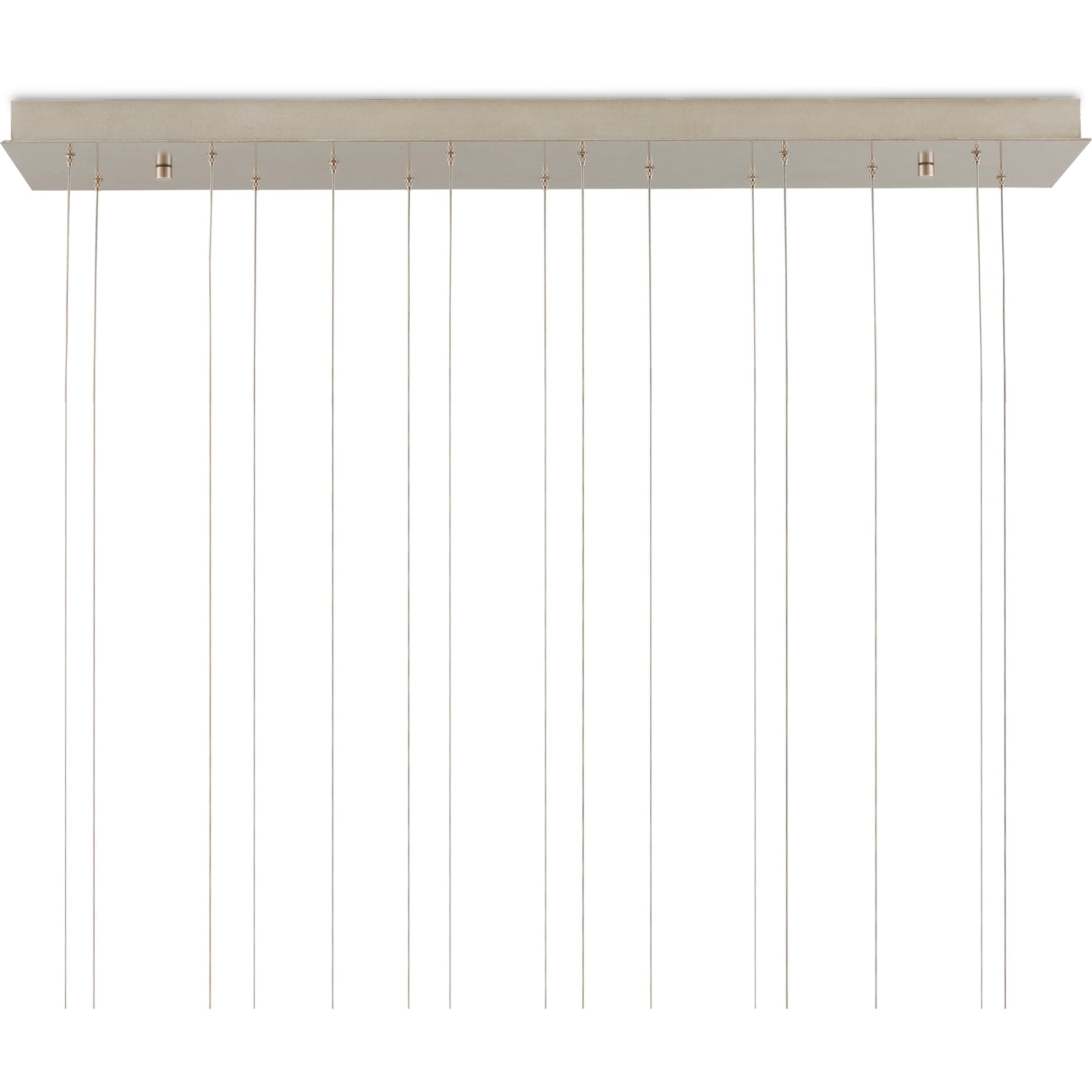 Daze Rectangular 15-LIGHT Multi-Drop Pendant by Currey and Company in antique brass, white, painted silver. Made from frosted glass in a modern style.