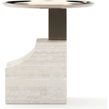 Overlap Sectional Accent Table by Caracole in whisper of gold. Made from stone in a modern style.