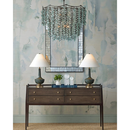 Mosaico Mirror by Currey and Company in ebony, antique mirror. Made from mango wood, glass in a modern style.