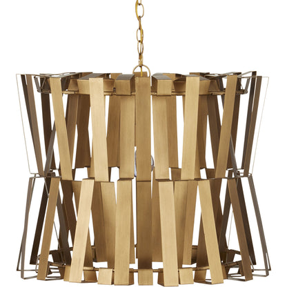Chaconne Chandelier by Currey and Company in brass. Made from wrought iron in a modern style.