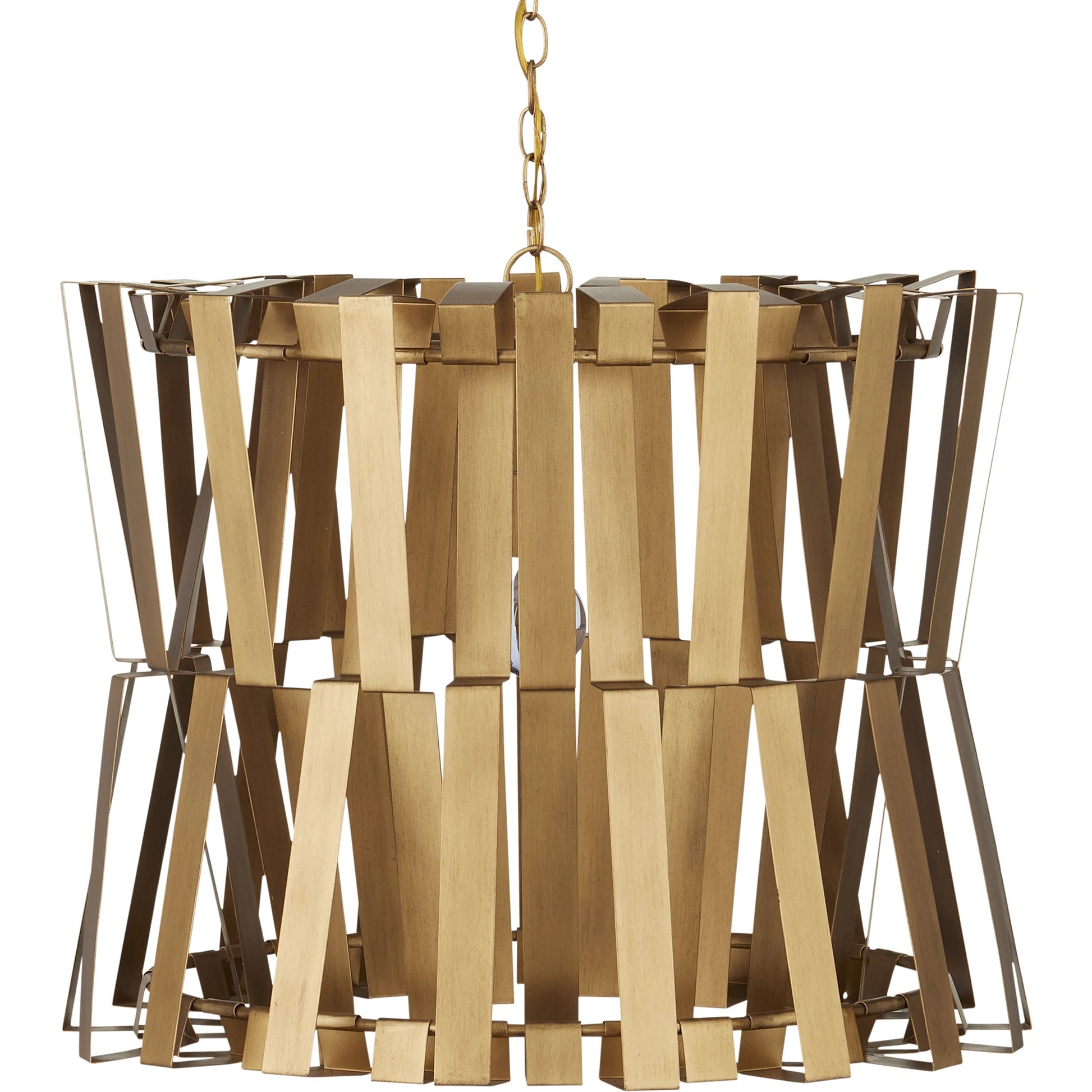Chaconne Chandelier by Currey and Company in brass. Made from wrought iron in a modern style.