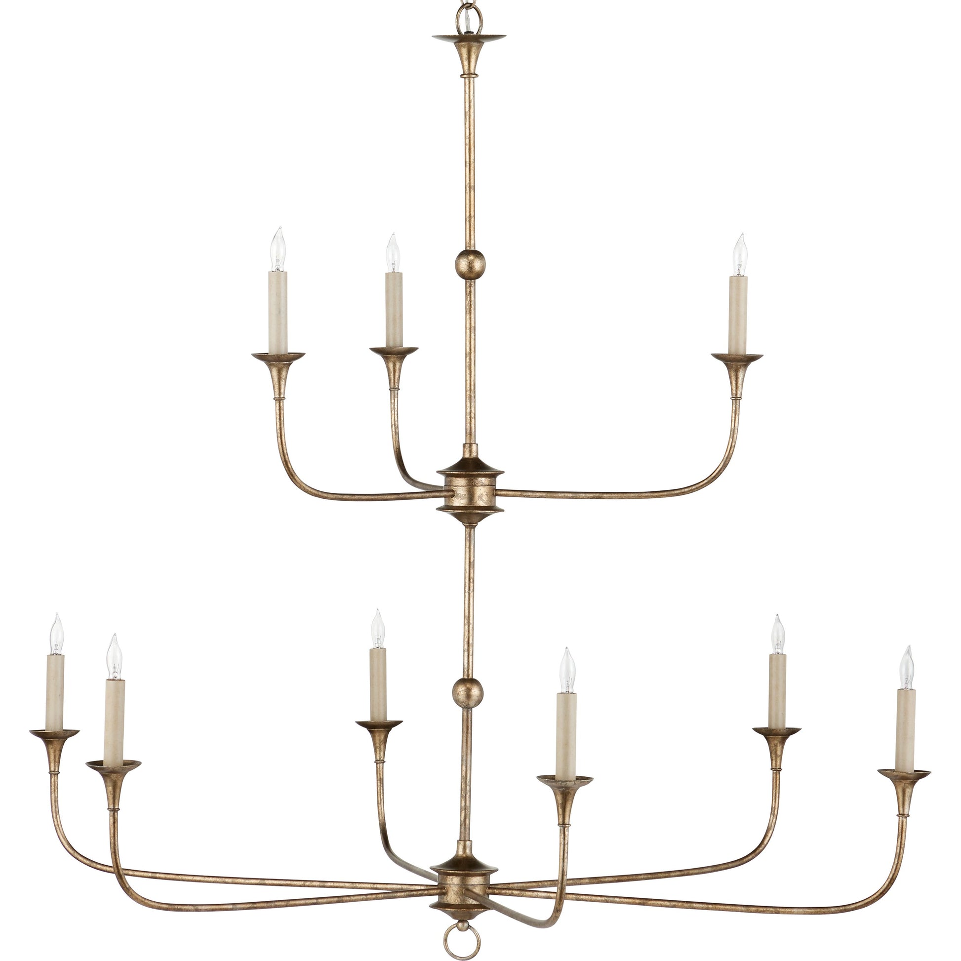 Nottaway Two-Tier Chandelier by Currey and Company. Made from wrought iron in a traditional style.