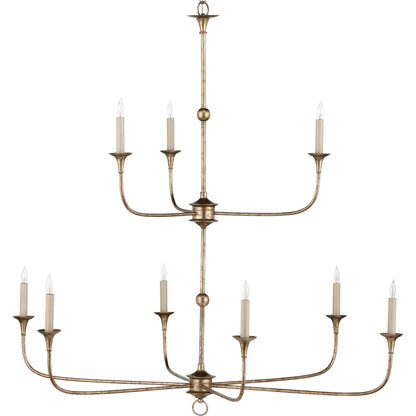 Nottaway Two-Tier Chandelier by Currey and Company. Made from wrought iron in a traditional style.