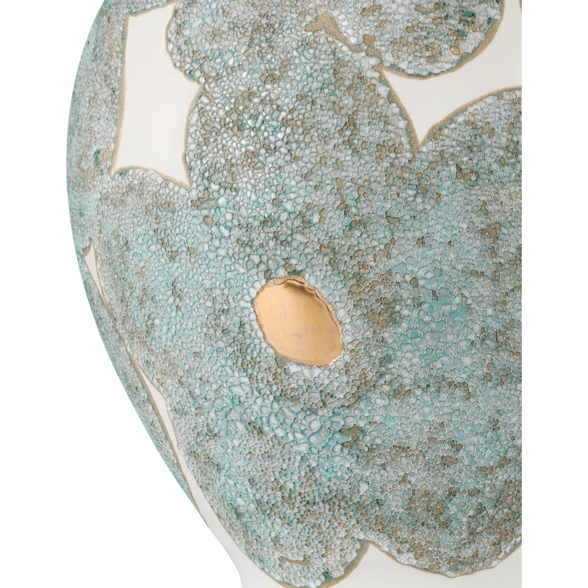Bloom Blue & Ivory Vase by Currey and Company in textured blue, off-white, gold. Made from porcelain in a modern style.