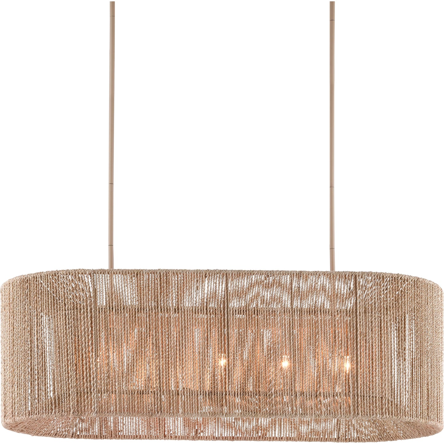 006 SR-890186 | Additional Silo | Mereworth Chandelier by Currey and Company in natural rope, beige. Made from wrought iron, abaca rope in a coastal style.