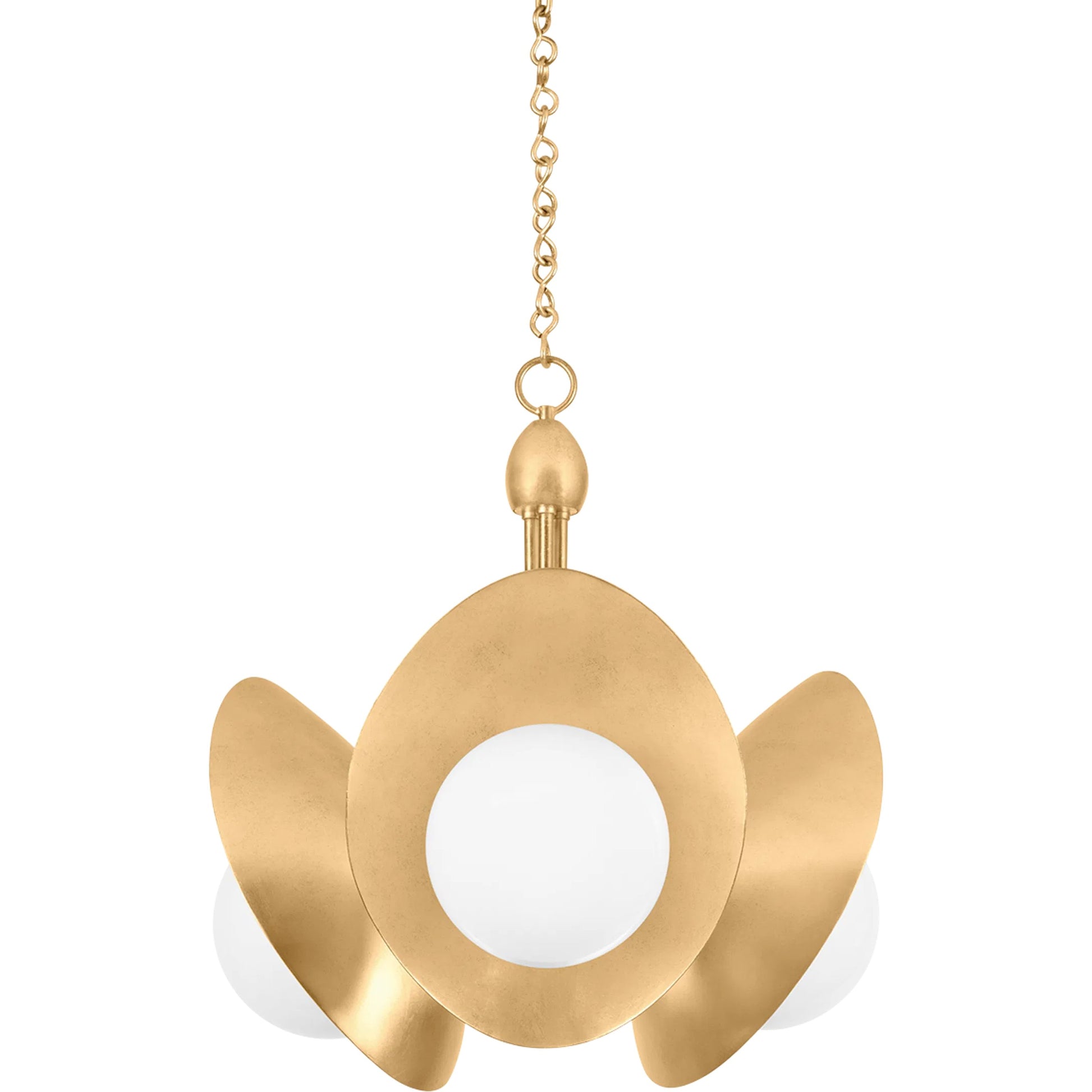 Olson 3-Light Chandelier by Troy in vintage gold leaf. Made from iron in a unique style.