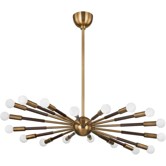 Obie Chandelier by Troy in patina brass, bronze. Made from steel in a unique style.