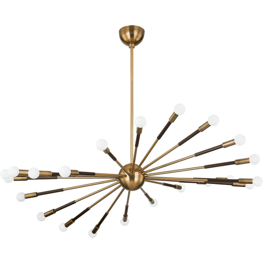 Obie Chandelier by Troy in patina brass, bronze. Made from steel in a unique style.