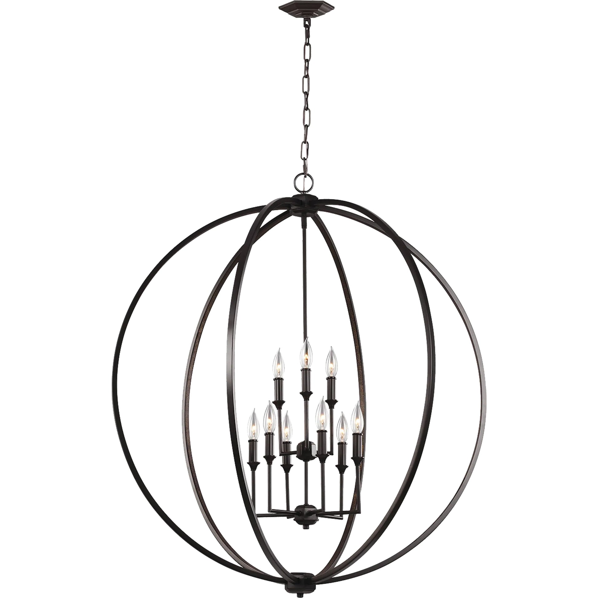 Corinne Chandelier by Generation Lighting in polished nickel. Made from steel in a modern style.