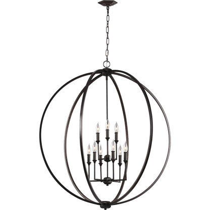 Corinne Chandelier by Generation Lighting in polished nickel. Made from steel in a modern style.