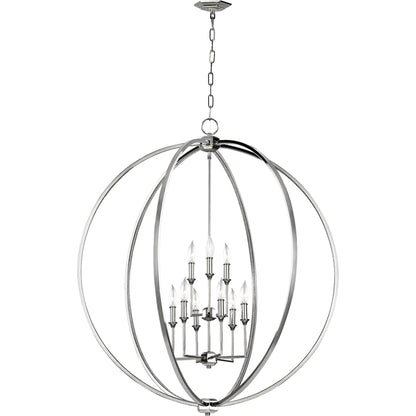 Corinne Chandelier by Generation Lighting in polished nickel. Made from steel in a modern style.
