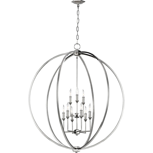 Corinne Chandelier by Generation Lighting in polished nickel. Made from steel in a modern style.