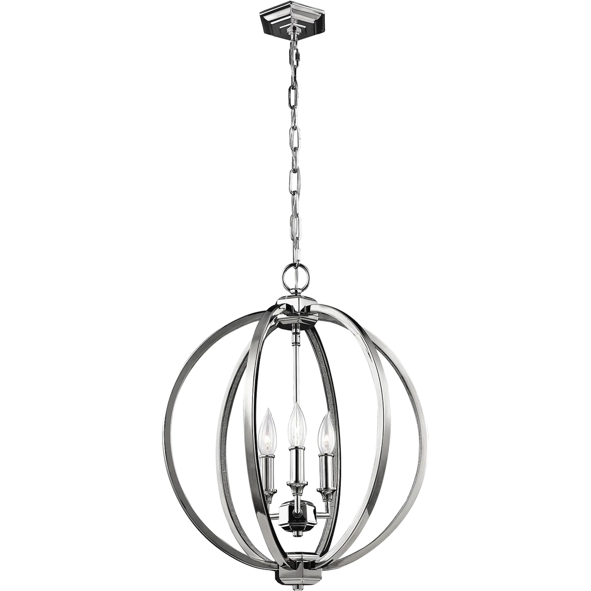 Corinne Globe Pendant by Generation Lighting in polished nickel. Made from unique in a modern style.