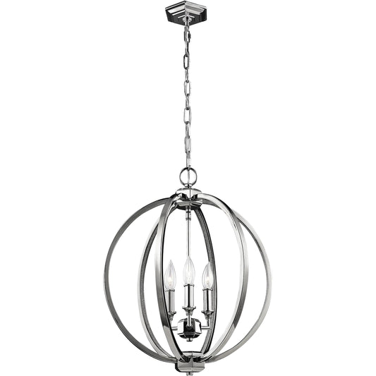 Corinne Globe Pendant by Generation Lighting in polished nickel. Made from unique in a modern style.
