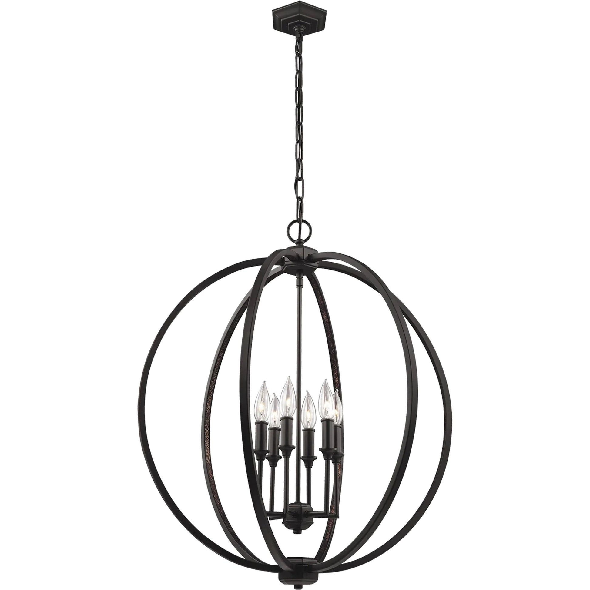 Corinne Globe Pendant by Generation Lighting in polished nickel. Made from unique in a modern style.