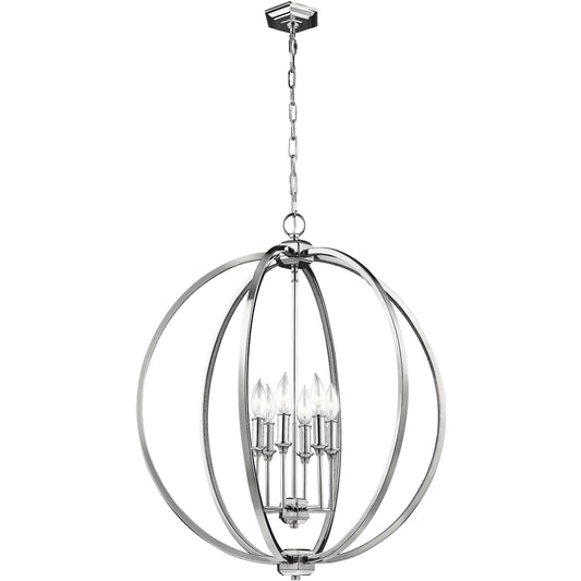 Corinne Globe Pendant by Generation Lighting in polished nickel. Made from unique in a modern style.