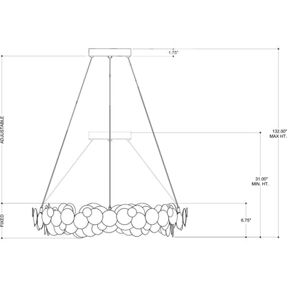 Lavengro Chandelier by Currey and Company in contemporary gold leaf, white. Made from wrought iron, acrylic in a modern style.