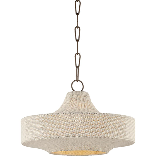 Thurso Pendant by Troy in bronze. Made from natural woven in a unique style.