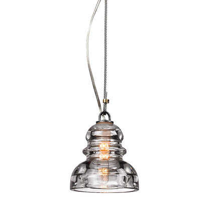 Menlo Park Pendant by Troy in old silver. Made from hand worked iron in a cottage & farmhouse style.