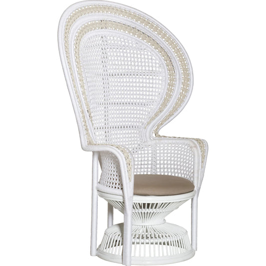 Emanuelle Armchair by Currey and Company in white, natural. Made from all-weather wicker, rattan, performance rope in a rustic style.