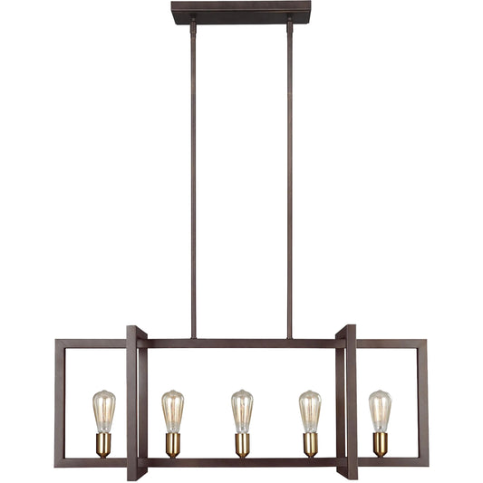 Finnegan Island Chandelier by Generation Lighting in new world bronze. Made from steel in a transitional style.