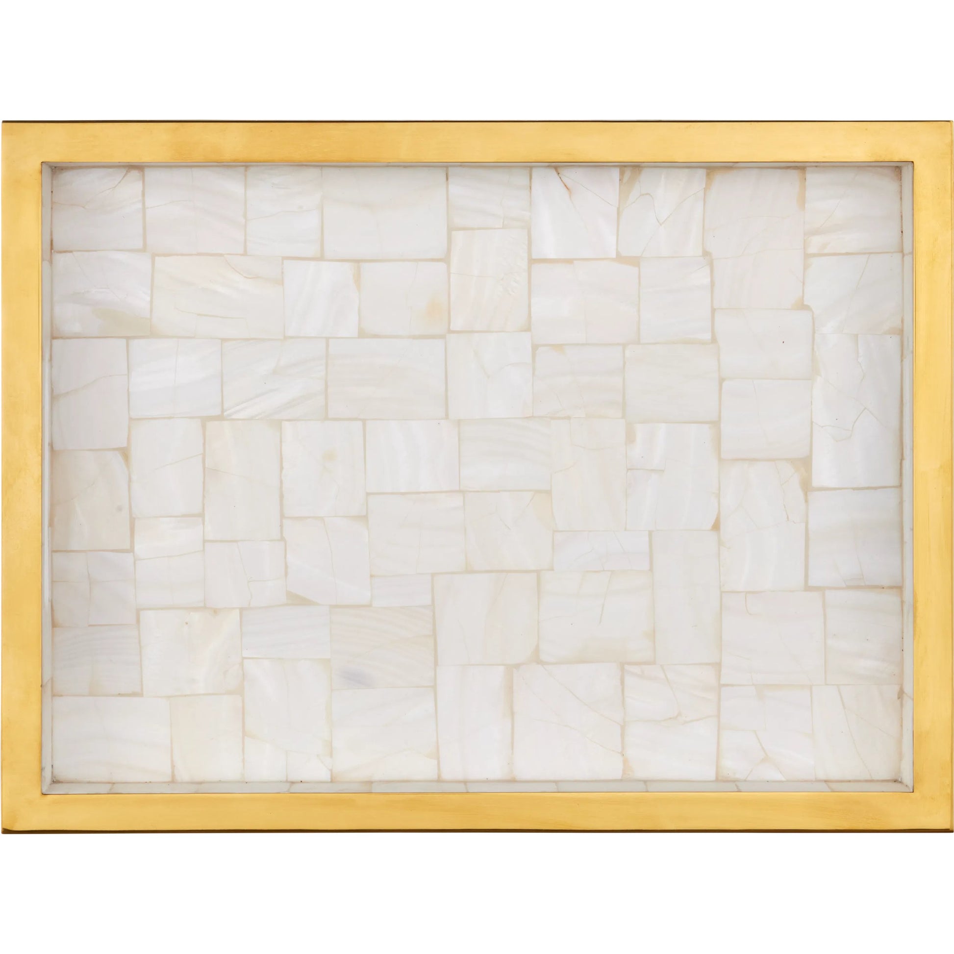 Casey Mother of Pearl Tray Set by Currey and Company in natural, brass. Made from mother of pearl, stainless steel, wood in a modern style.