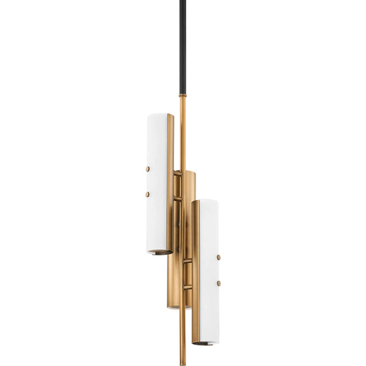 Titus Pendant by Troy in patina brass. Made from steel in a modern style.