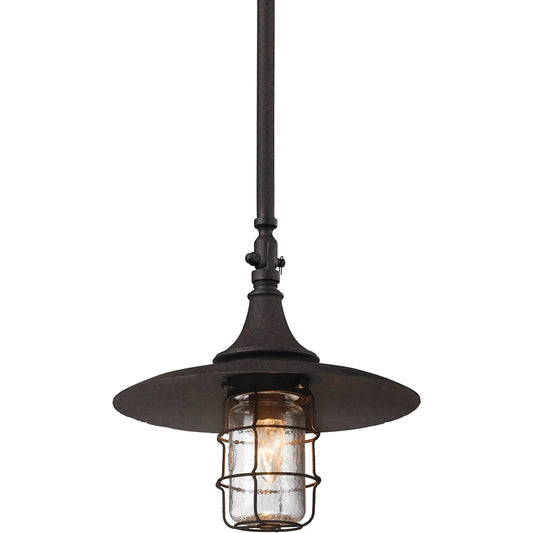 Allegheny Pendant by Troy in centennial rust. Made from hand forged iron in a unique style.