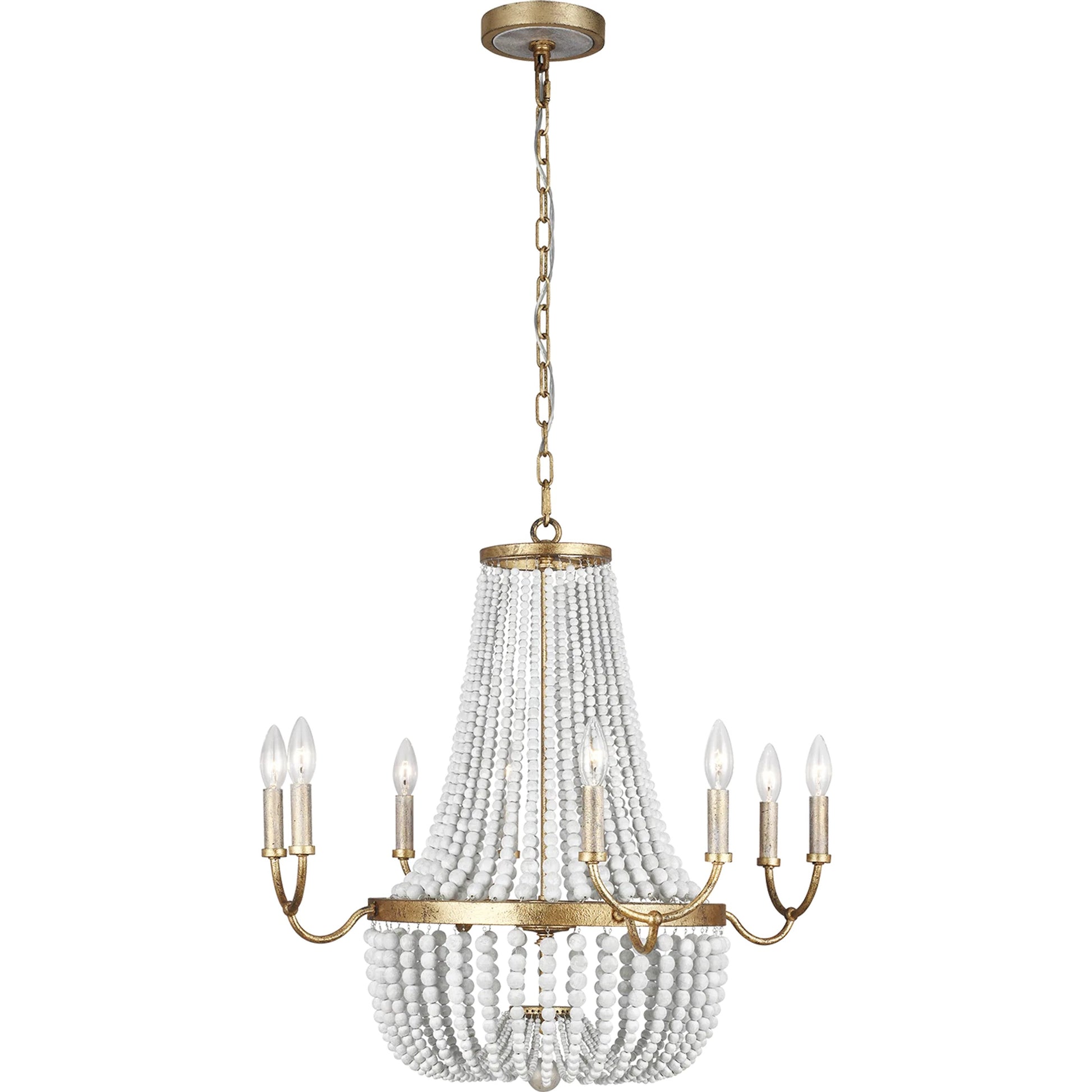 Marielle Chandelier by Generation Lighting in antique gild. Made from steel in a traditional style.