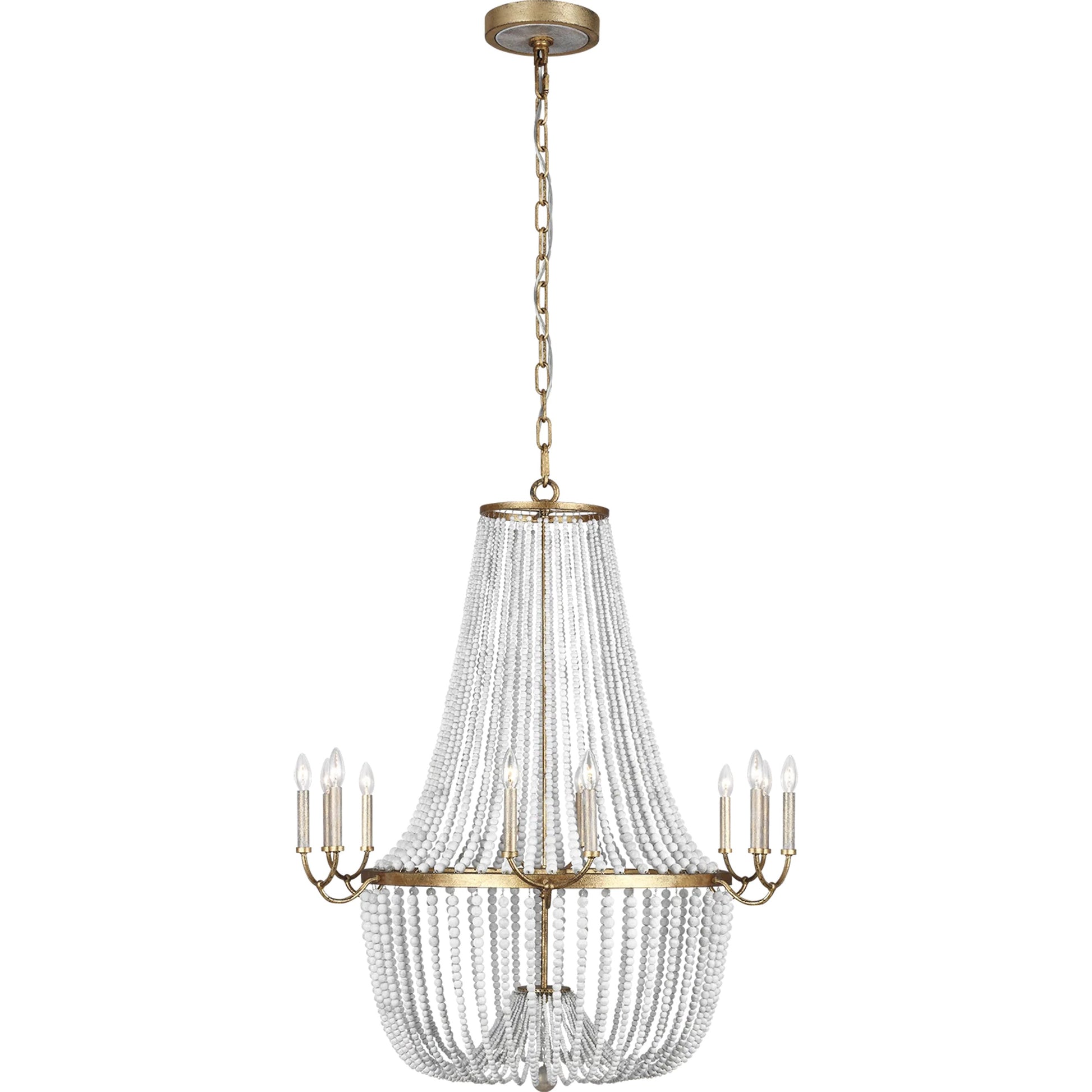 Marielle Chandelier by Generation Lighting in antique gild. Made from steel in a traditional style.