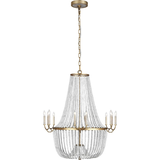 Marielle Chandelier by Generation Lighting in antique gild. Made from steel in a traditional style.